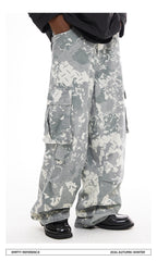 Washed Camo Print Overalls