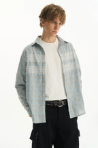 Lace Panel Plaid Pants