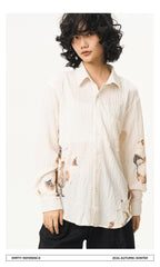 Lace Panel Irregular Shirt