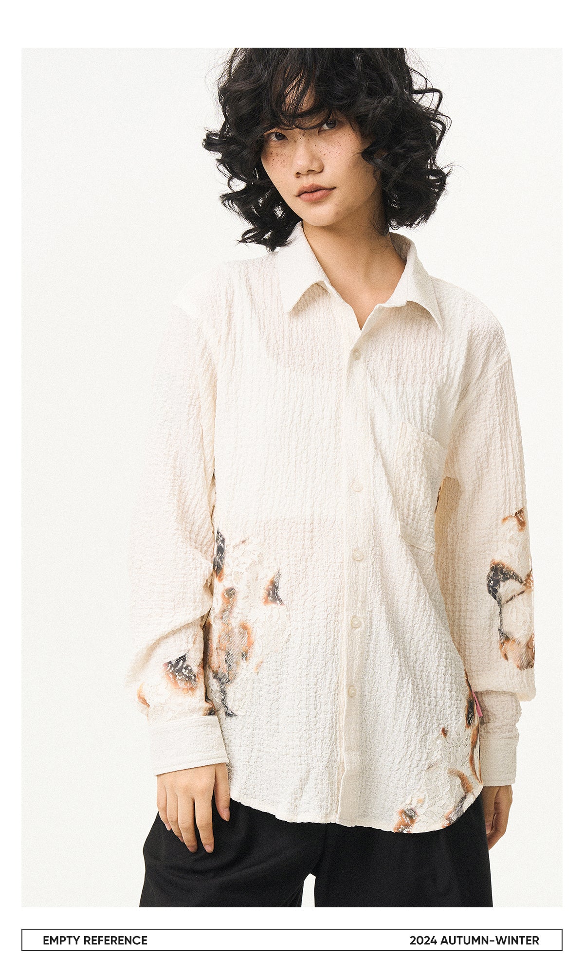 Lace Panel Irregular Shirt
