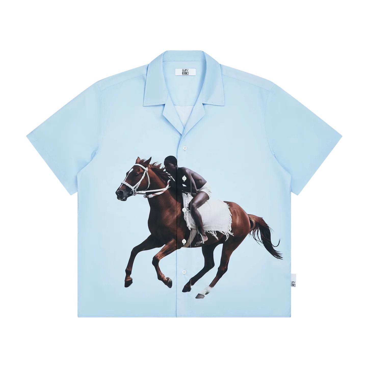 The Galloping Spirit Shirt - Full-Print Cuban Collar with Rider & Horse
