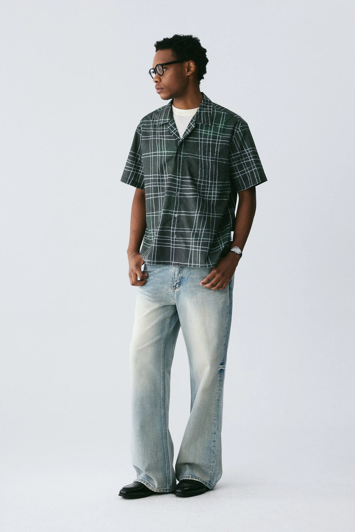 Hand-Drawn Grid Shirt