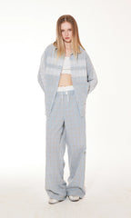 Lace Panel Plaid Pants