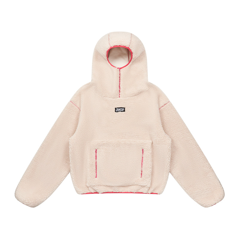 Colorblock Lamb Wool Hoodie Jacket