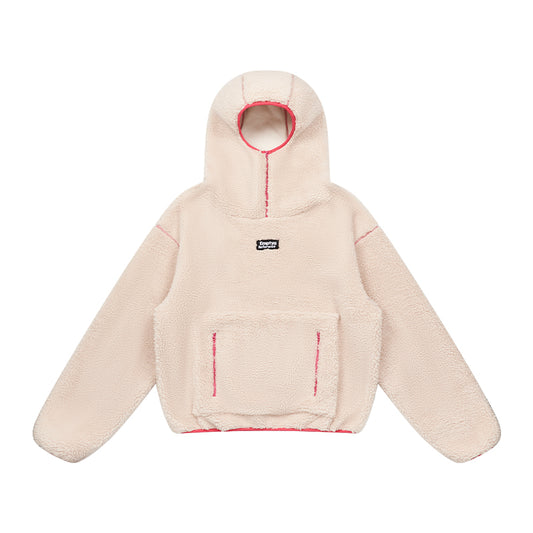 Colorblock Lamb Wool Hoodie Jacket