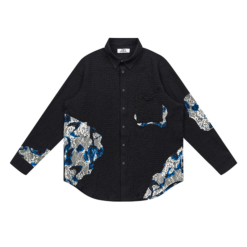 Lace Panel Irregular Shirt