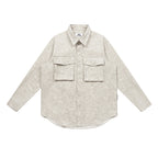 Faux Leather Utility Shirt Jacket