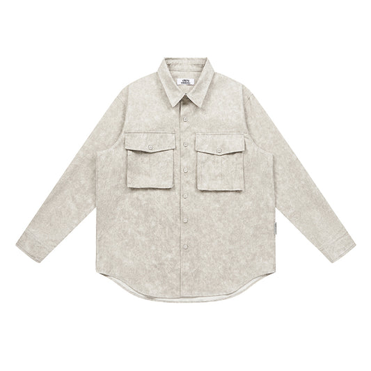 Faux Leather Utility Shirt Jacket