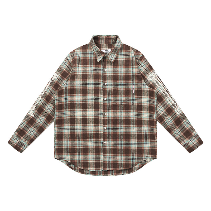 Grid Print Graphic Shirt
