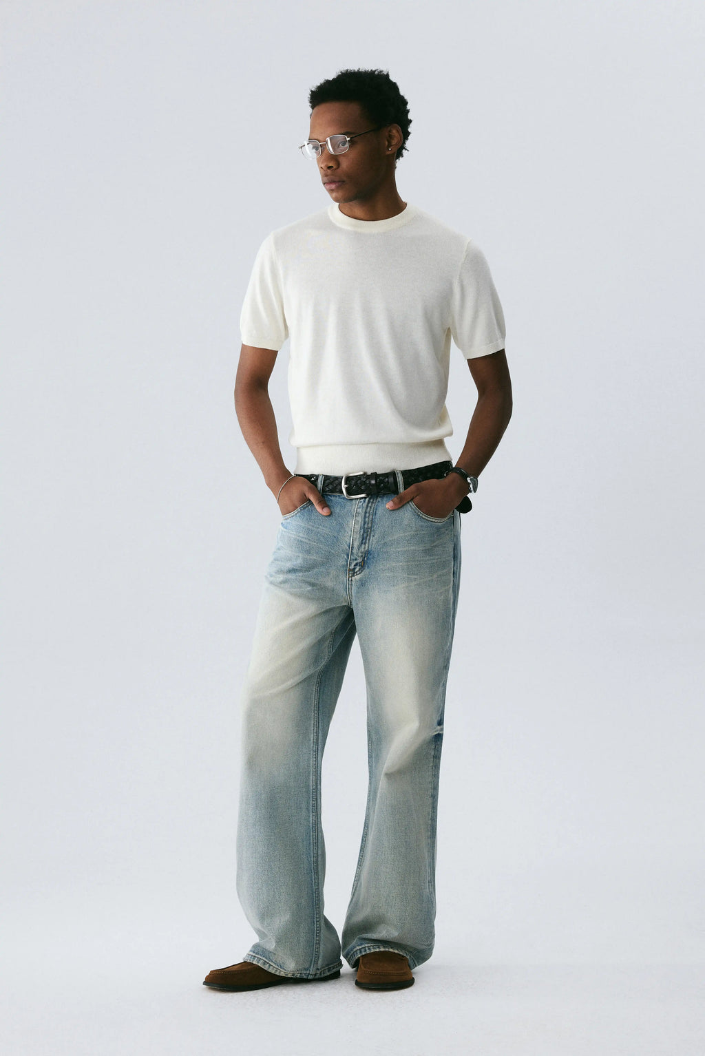 Silk-Wool Knit Tee