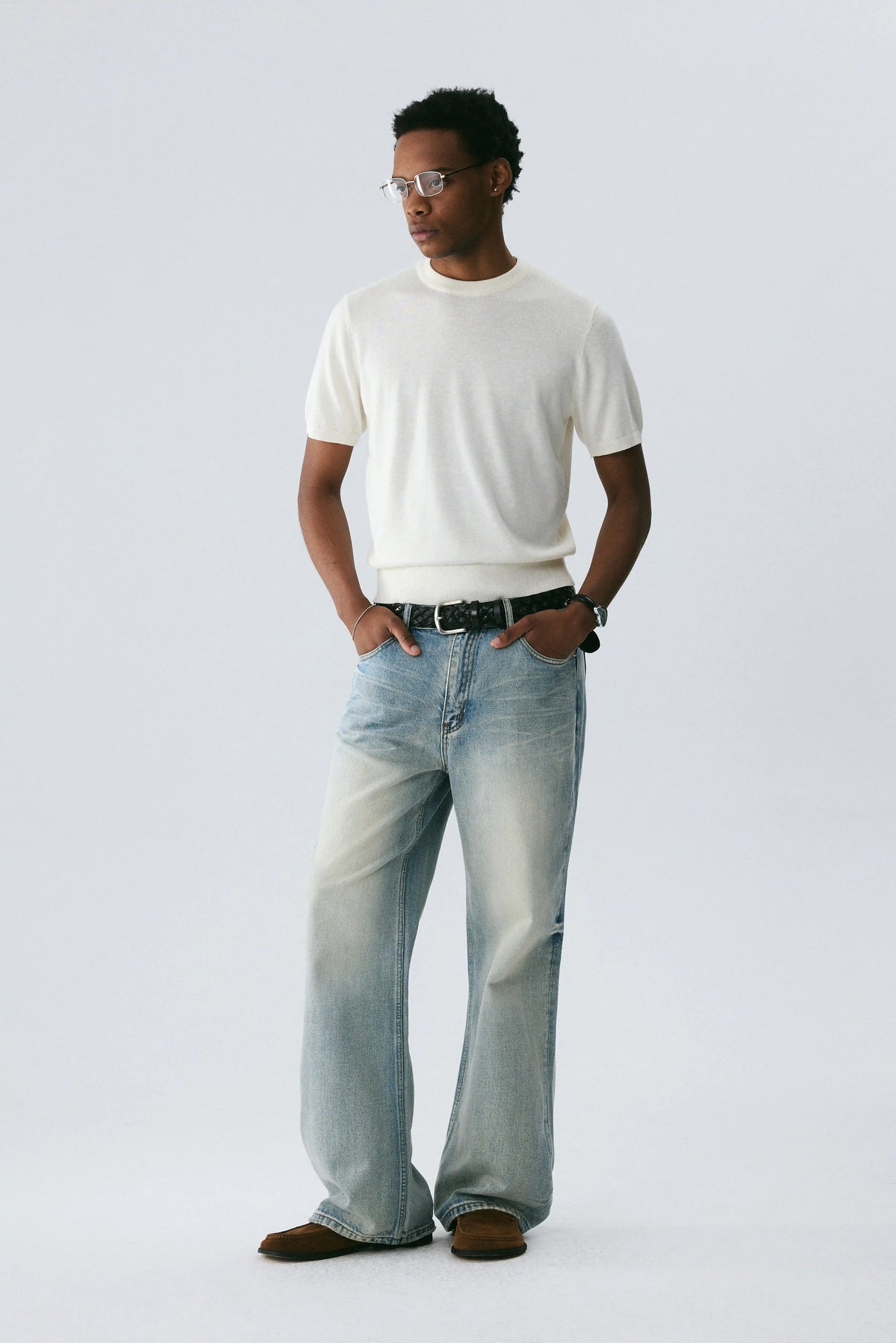 Silk-Wool Knit Tee
