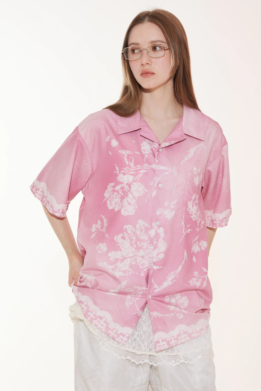 Gradient Lace Graphic Shirt