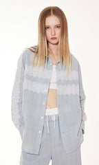 Lace Panel Plaid Pants