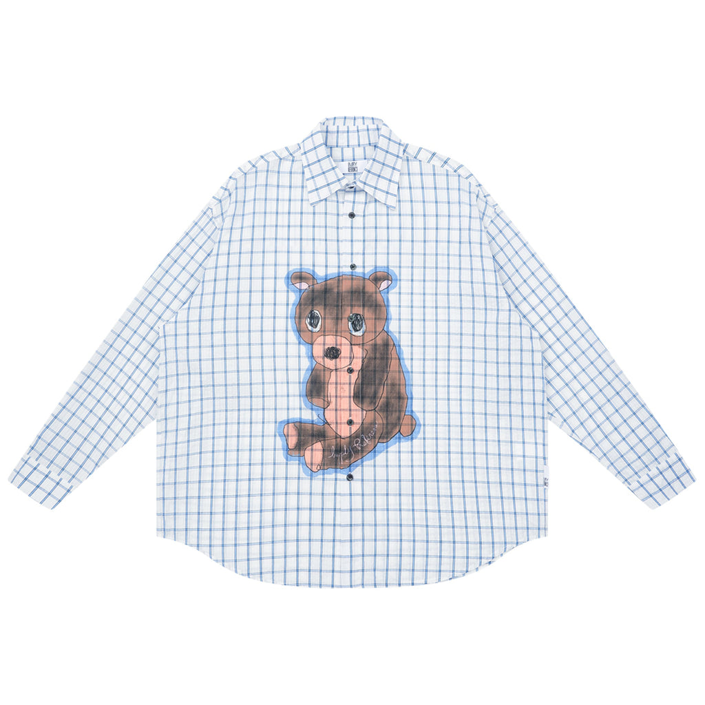 Sad Bear Plaid Cuban Shirt