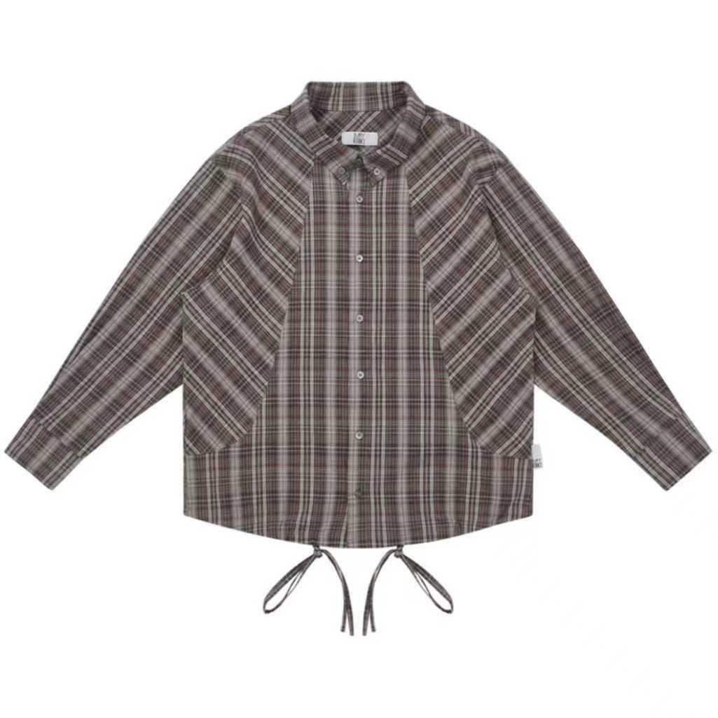Wrinkled Plaid Drawstring Shirt - Empty Reference