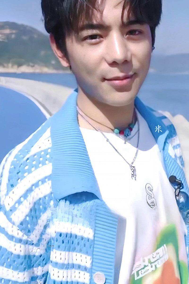 Blue White Stripe Knit Shirt - Empty Reference