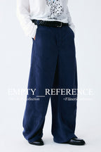 Navy Corduroy Wide Blade Trousers