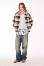 Fleece Plaid Collar Jacket - Empty Reference
