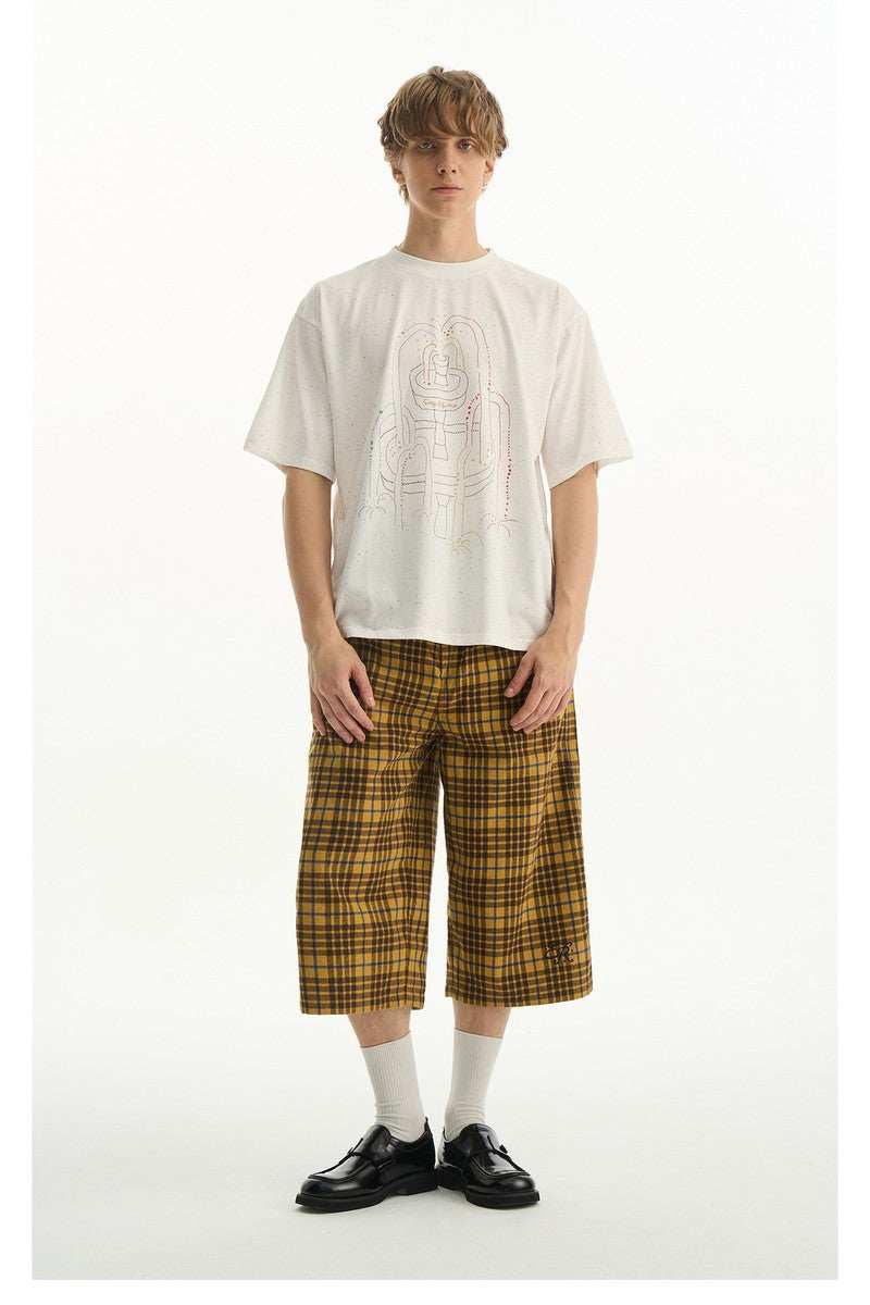 Plaid Embroidered Loose Shorts - Empty Reference