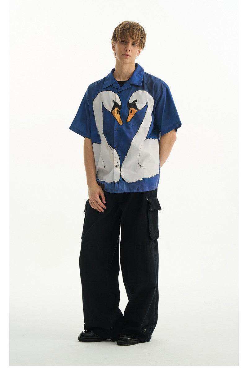 Cartoon Swan Graphic Shirt - Empty Reference