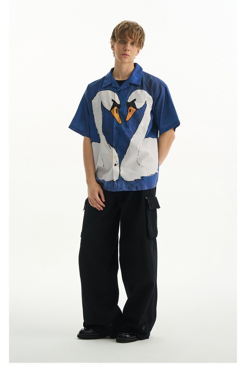 Cartoon Swan Graphic Shirt