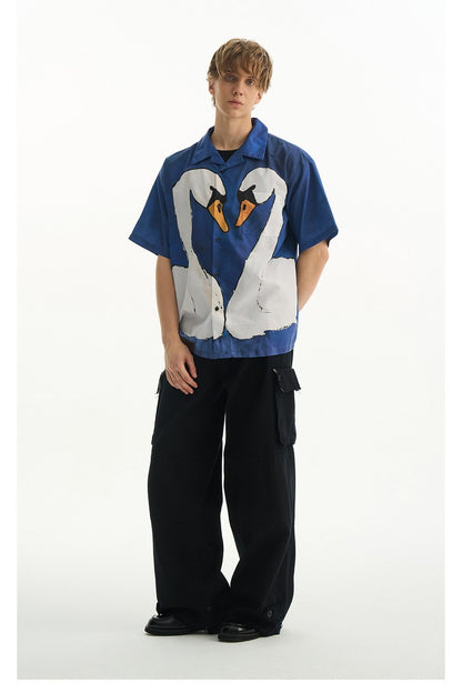 Cartoon Swan Graphic Shirt