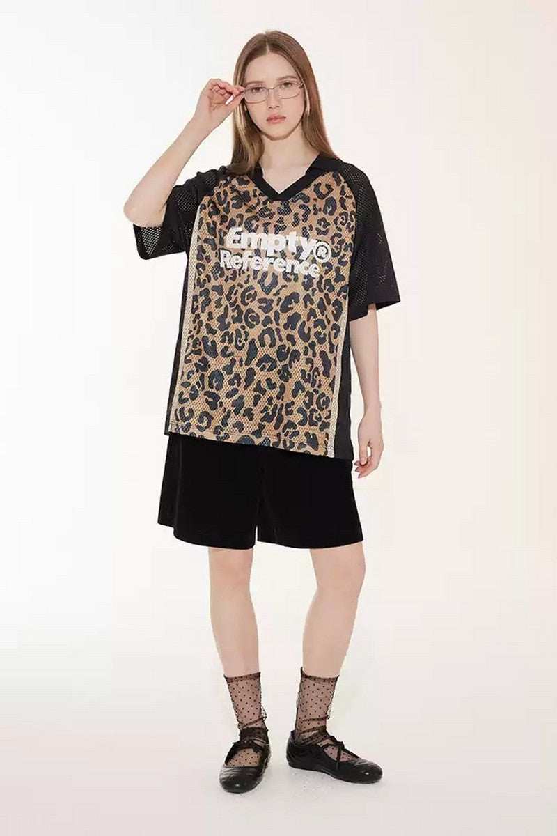 Leopard Mesh Polo Shirt - Empty Reference