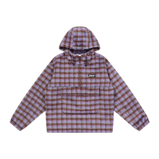 Plaid Fleece Pocket Hoodie