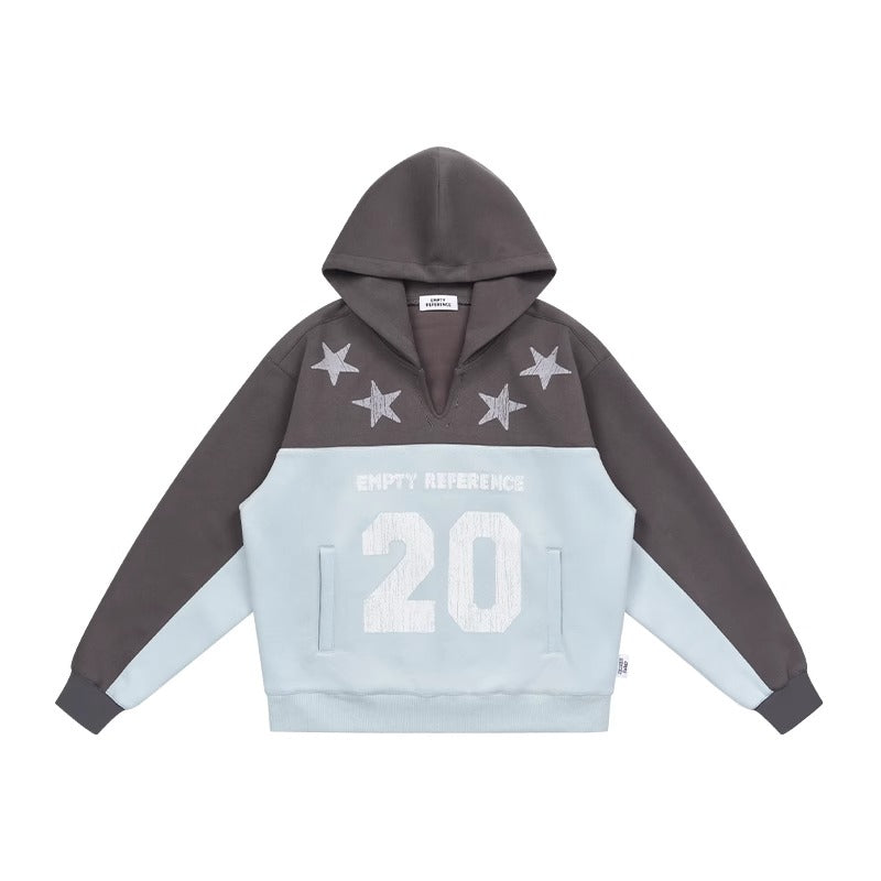 Star Letter Patchwork Hoodie