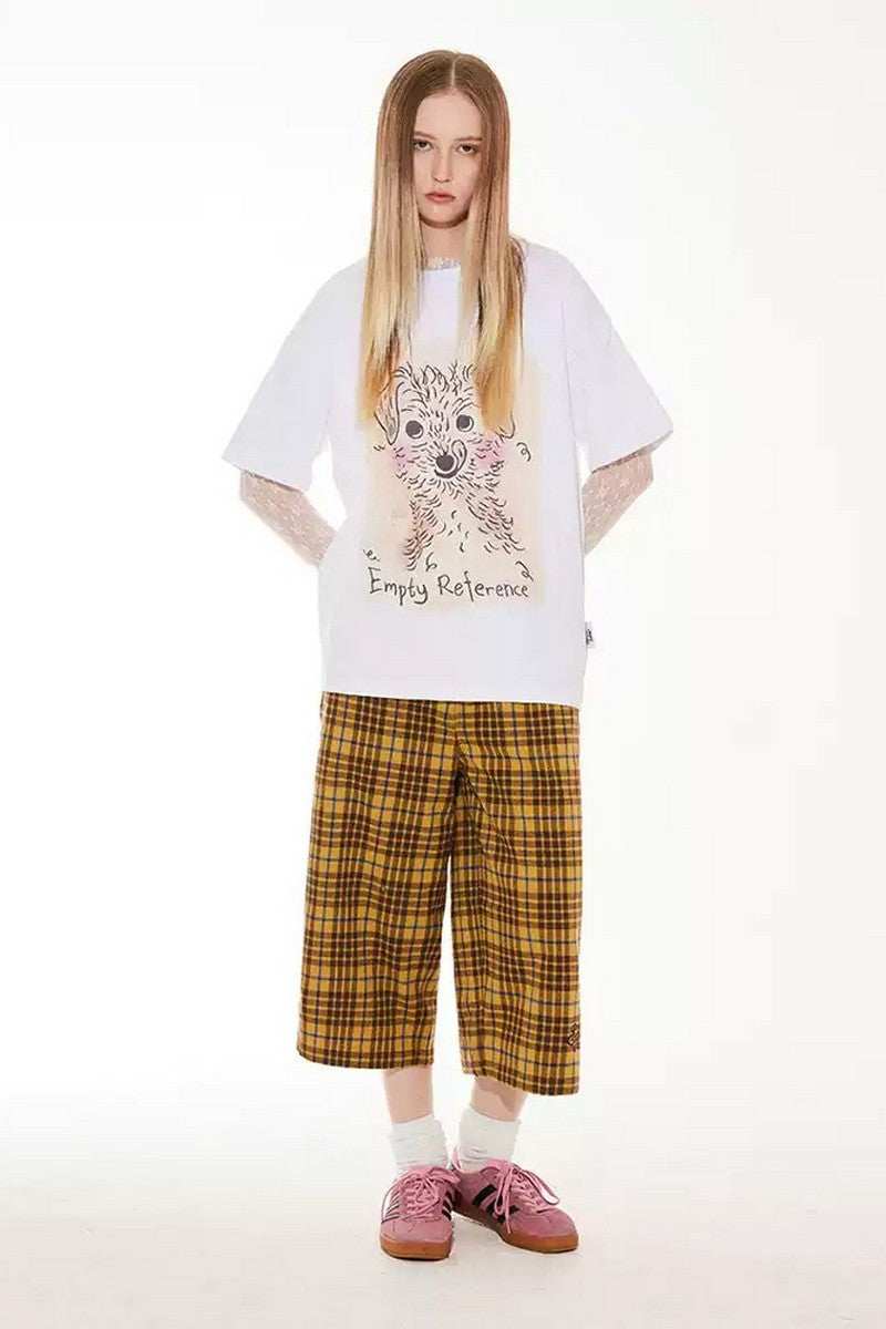 Plaid Embroidered Loose Shorts - Empty Reference