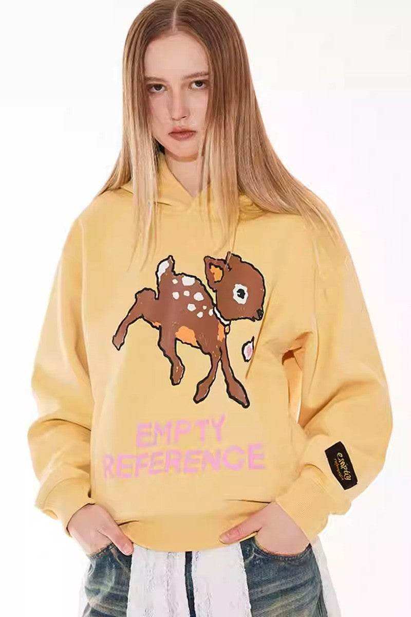 Deer Letter Graphic Hoodie - Empty Reference