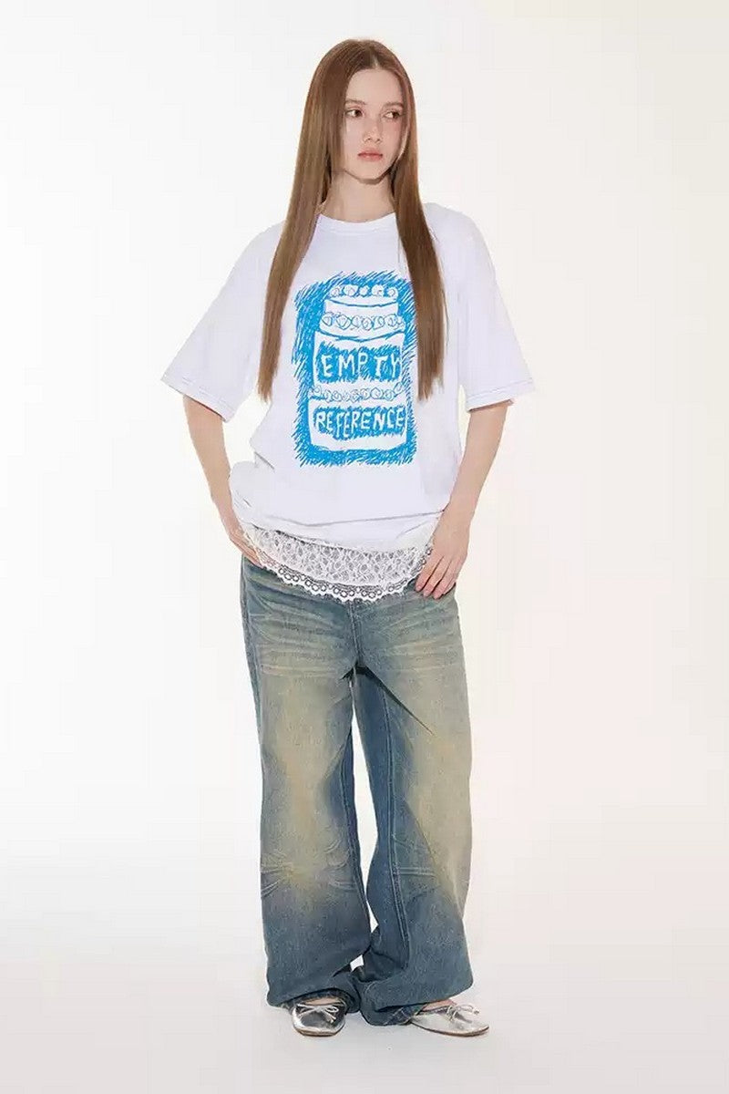 White Soft Graphic Lounge Tee
