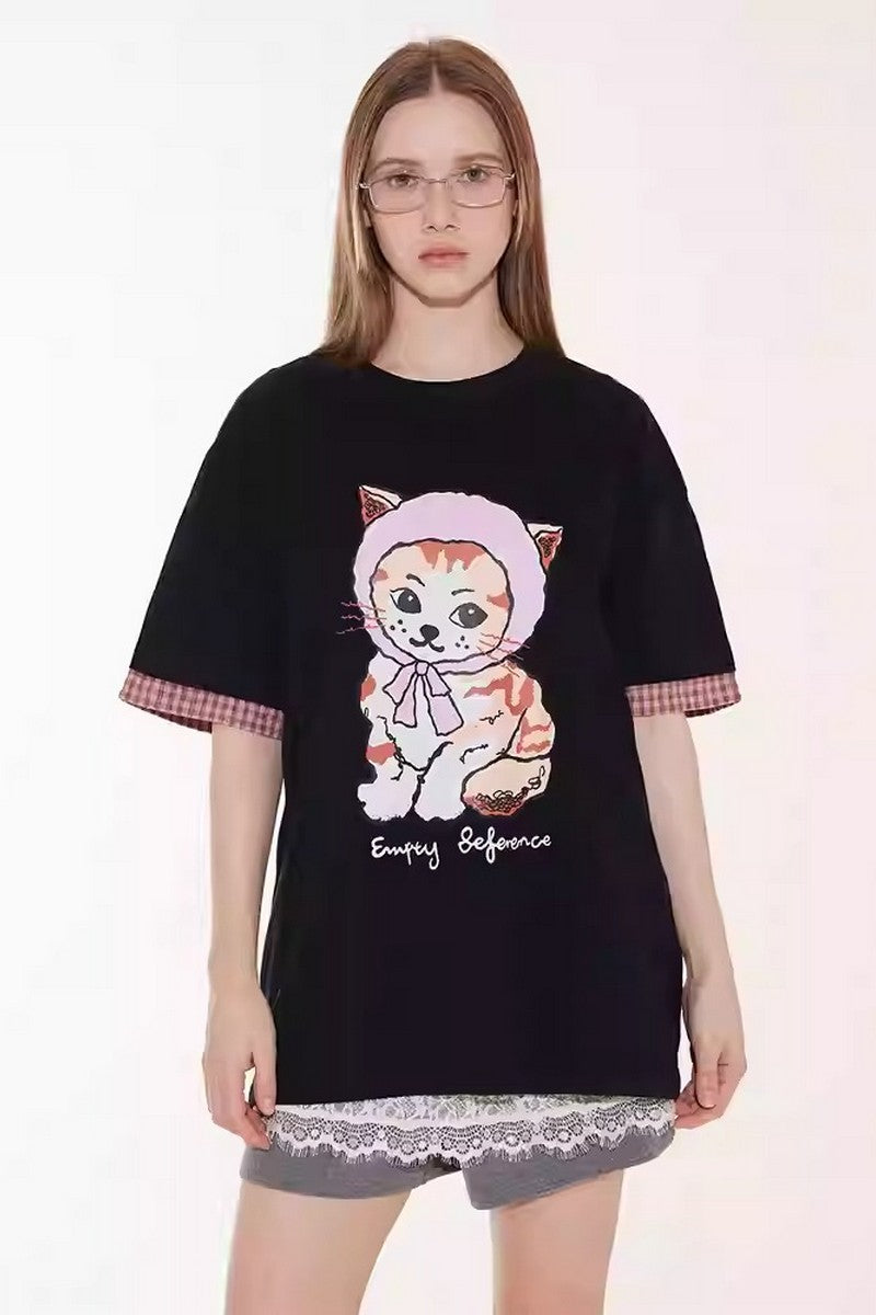 Layered Cat Graphic Tee