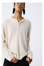Linen Lyocell Stripe Henley Sweater