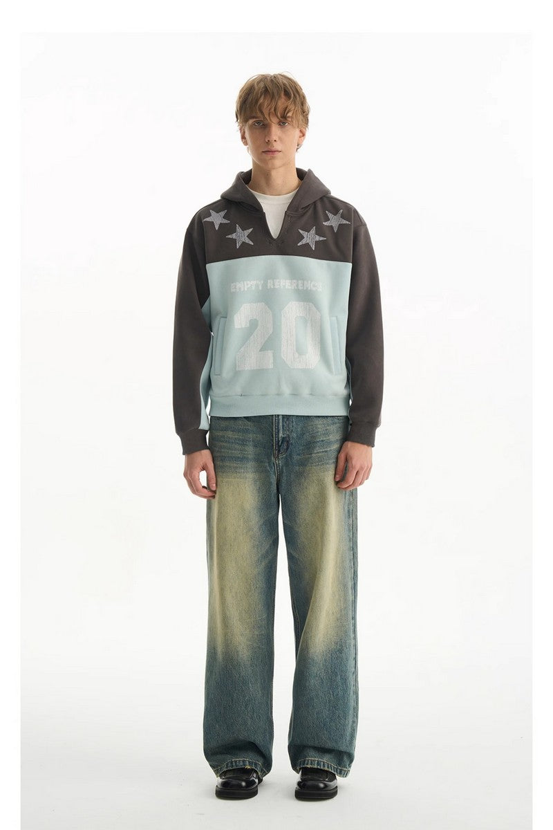 Star Letter Patchwork Hoodie