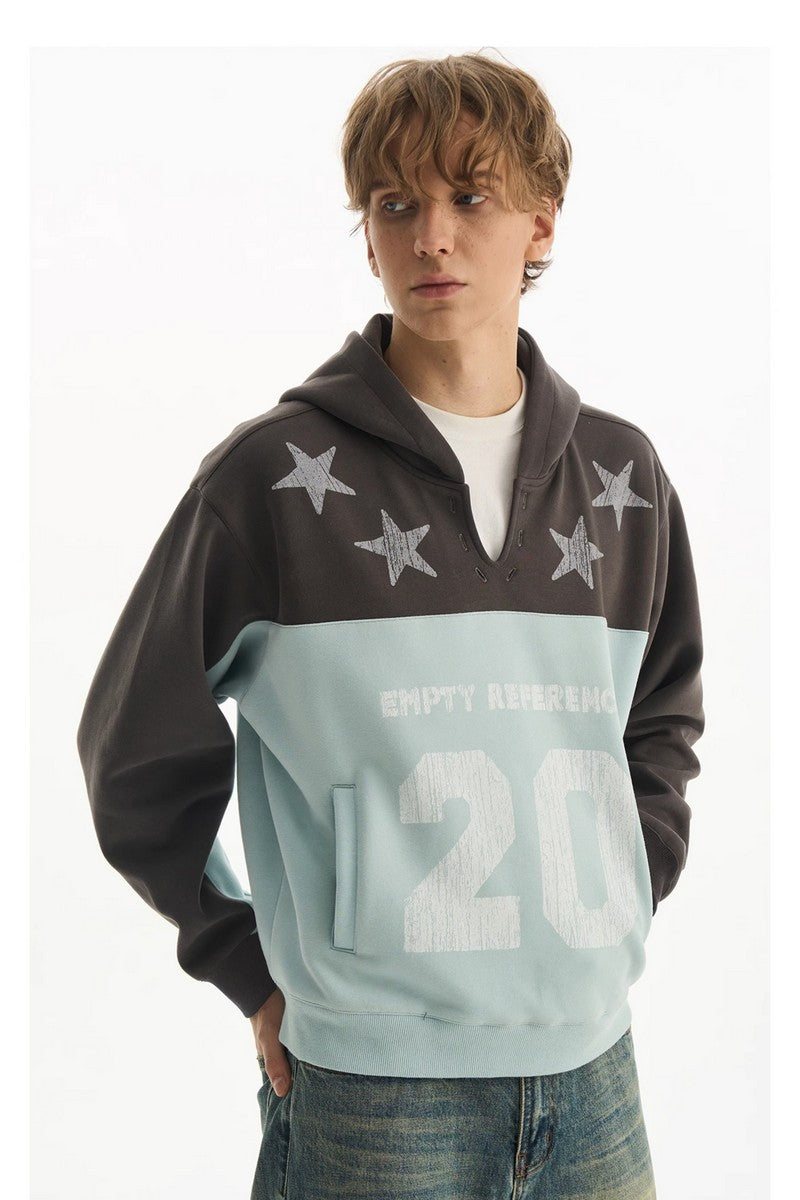 Star Letter Patchwork Hoodie