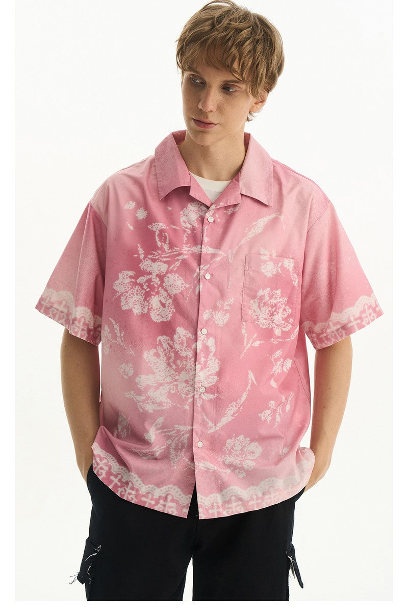 Gradient Lace Graphic Shirt