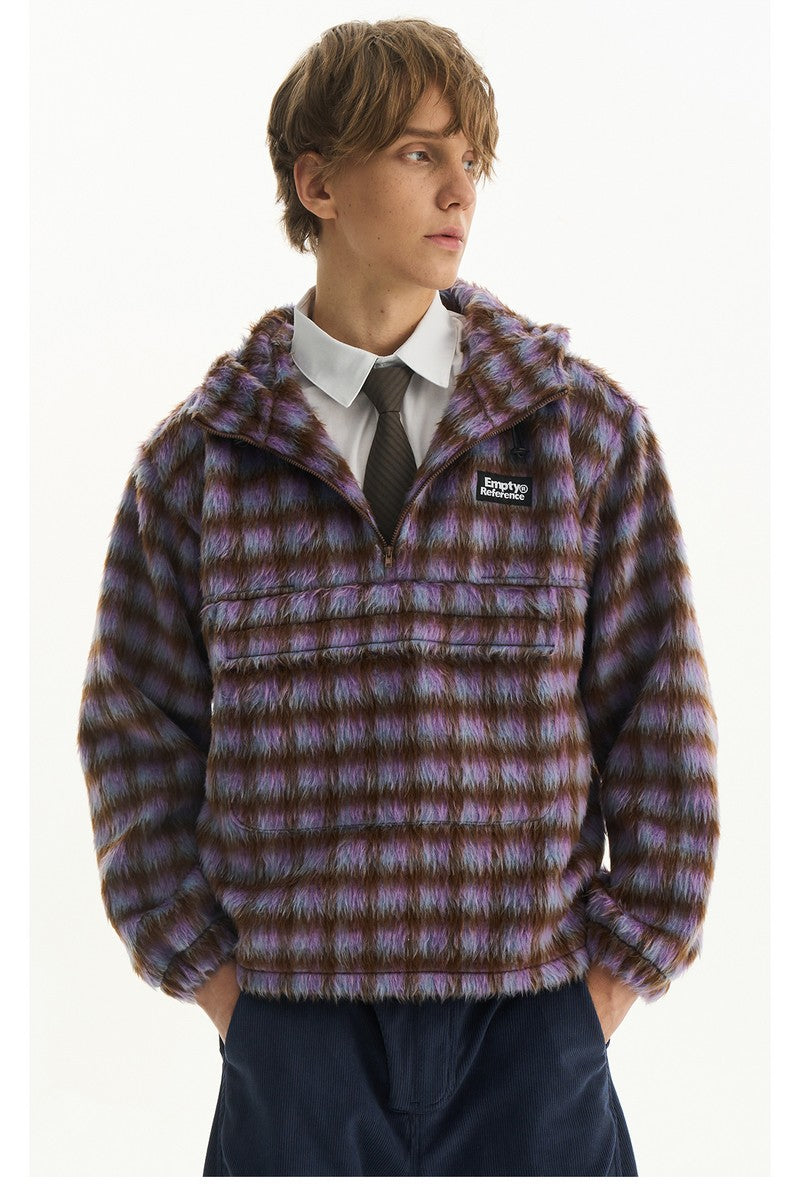 Plaid Fleece Pocket Hoodie