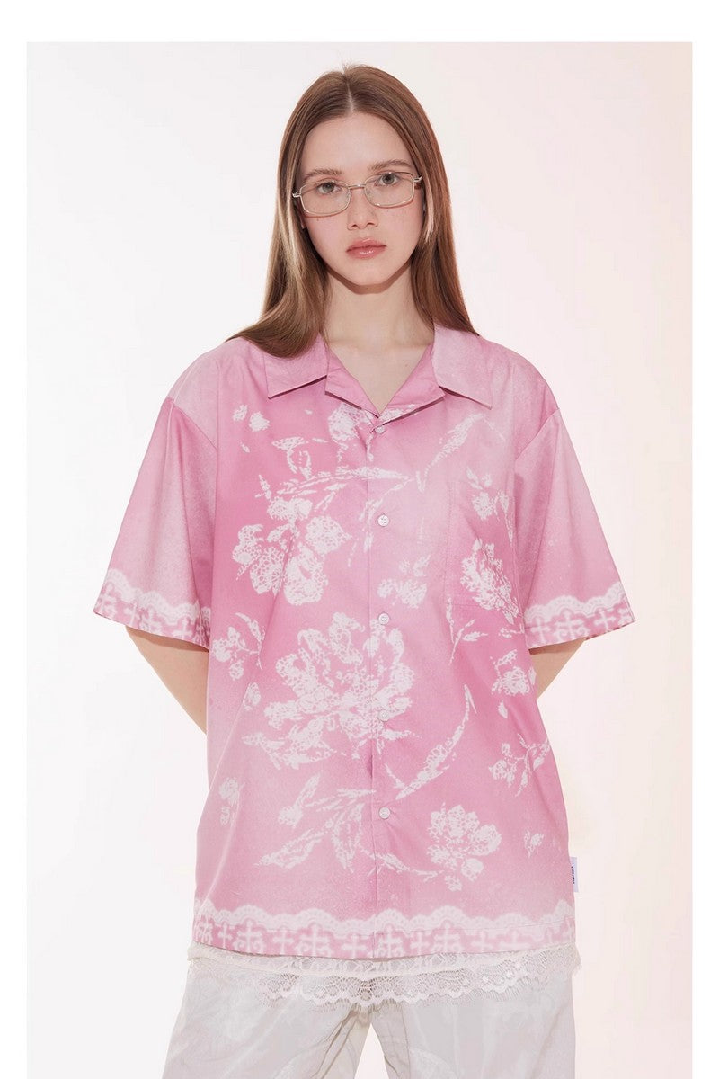 Gradient Lace Graphic Shirt
