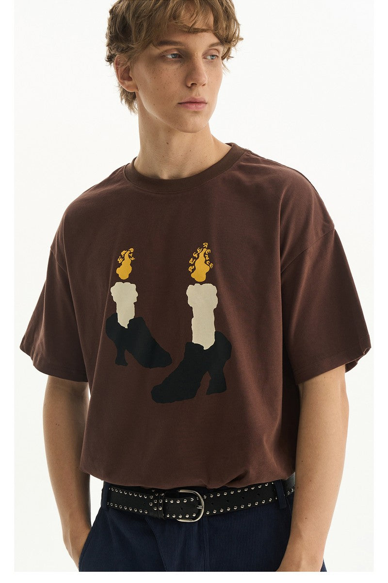 Brown Soft Graphic Lounge Tee