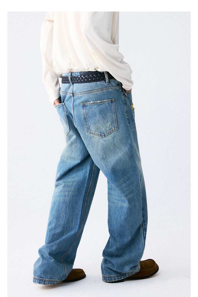 Heavyweight Washed Distressed Jeans - Empty Reference