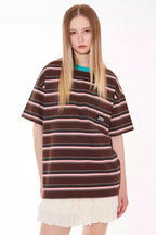 Ribbed Stripe Contrast Tee