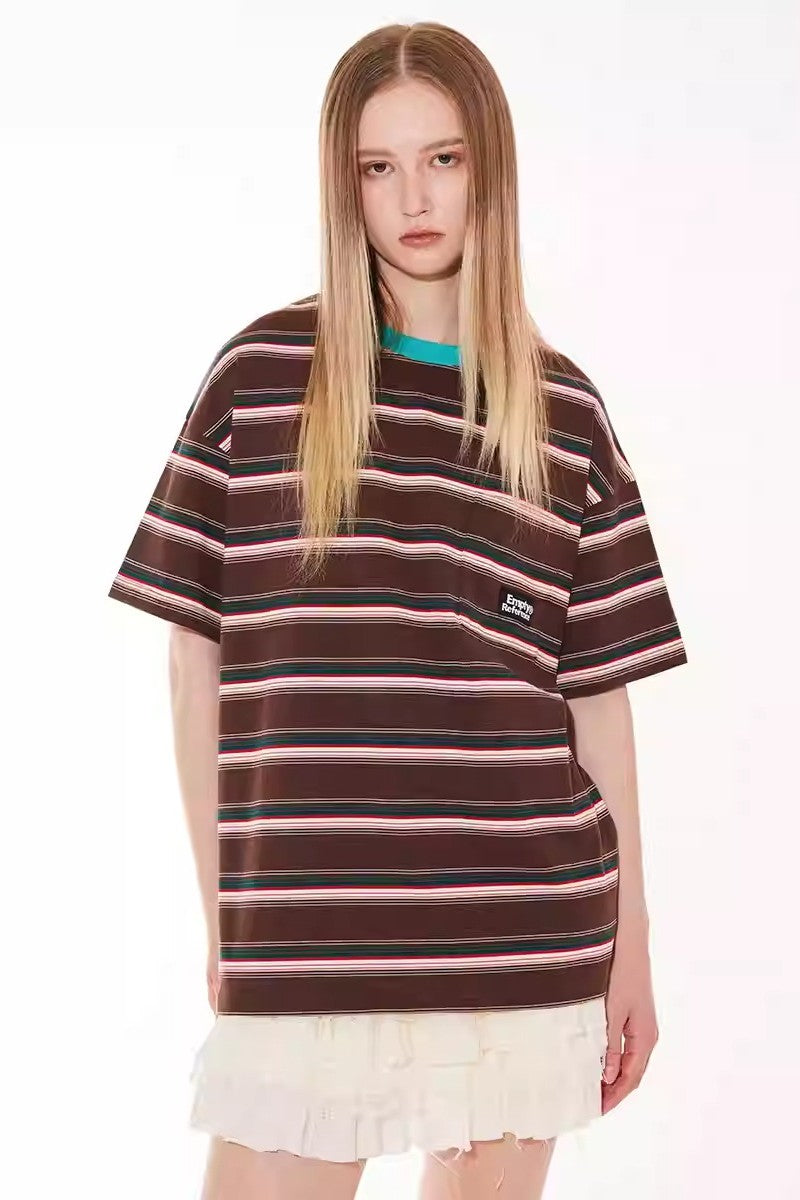 Ribbed Stripe Contrast Tee