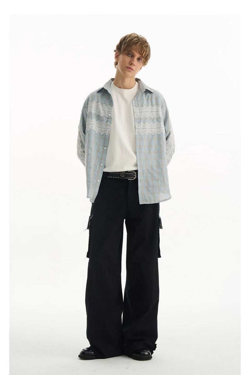 Lace Trim Plaid Shirt - Empty Reference
