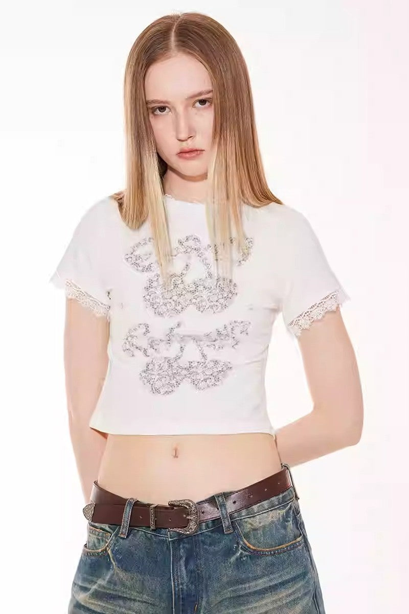 Cherry Lace Patchwork Tee