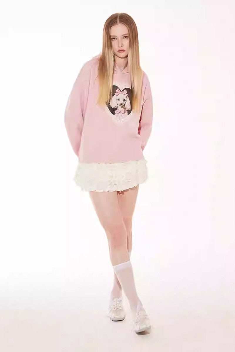 Lace Heart Dog Hoodie - Empty Reference