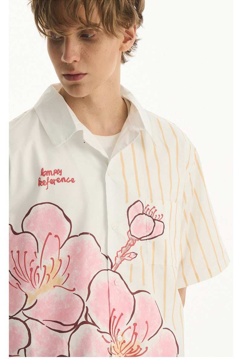 Striped Floral Casual Shirt - Empty Reference