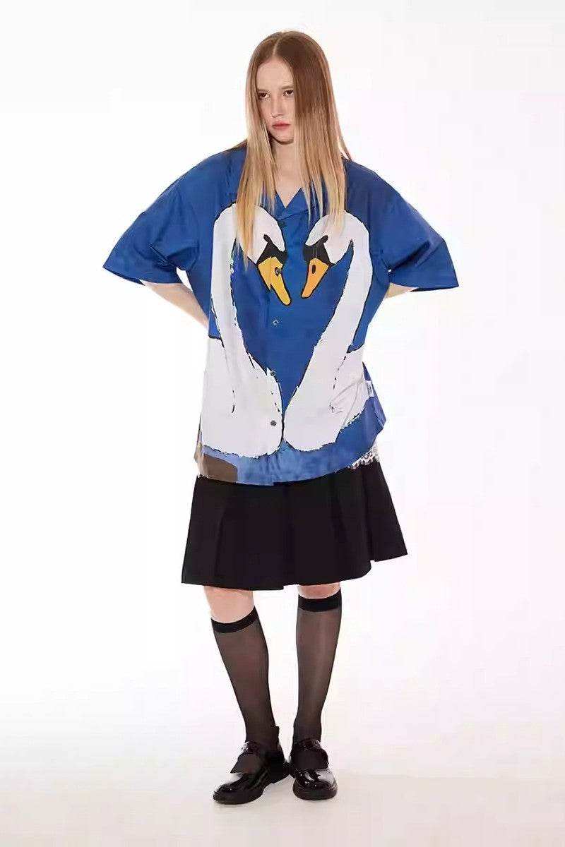 Cartoon Swan Graphic Shirt - Empty Reference