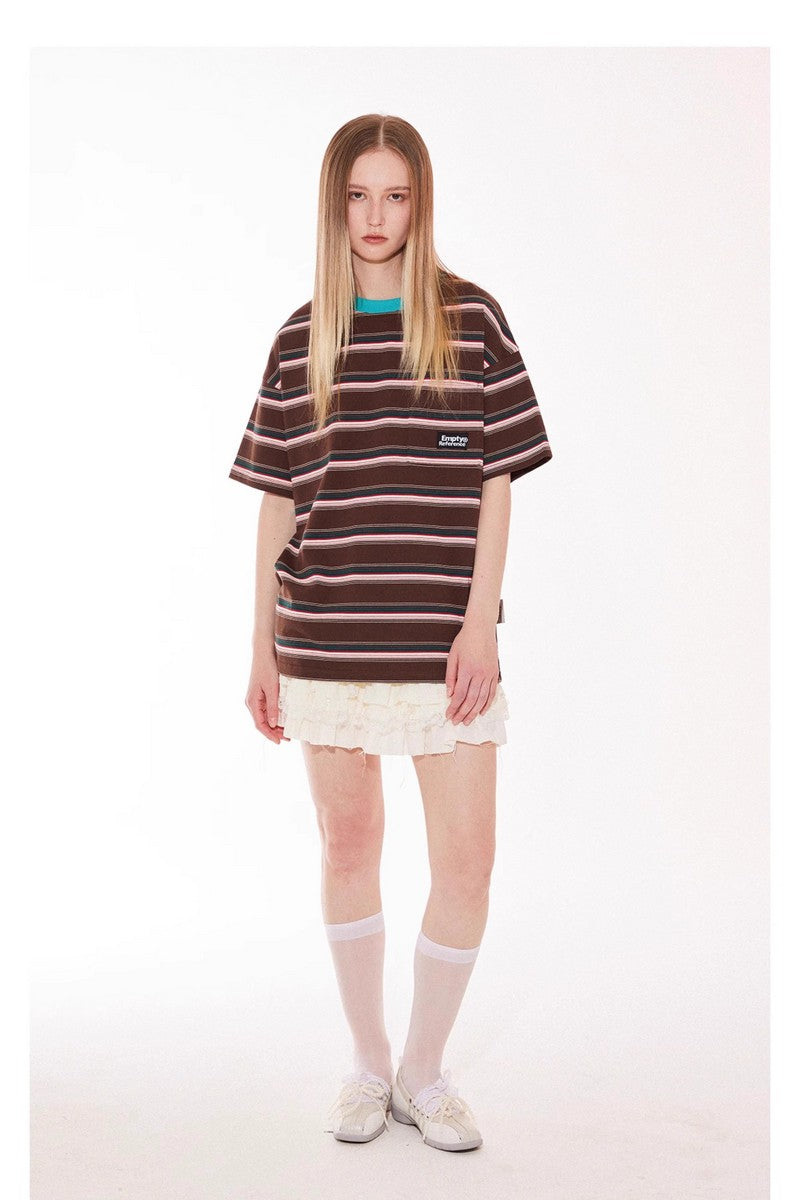 Ribbed Stripe Contrast Tee