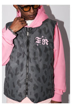 Reversible Leopard Embroidered Puffer Vest